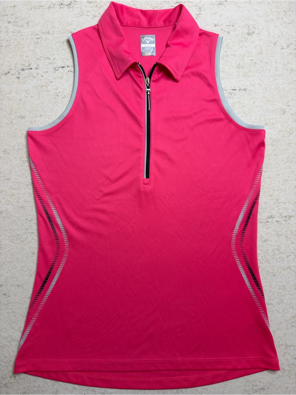 Womens Hot Pink Quarter Zip Sleeveless Golf Polo Size M